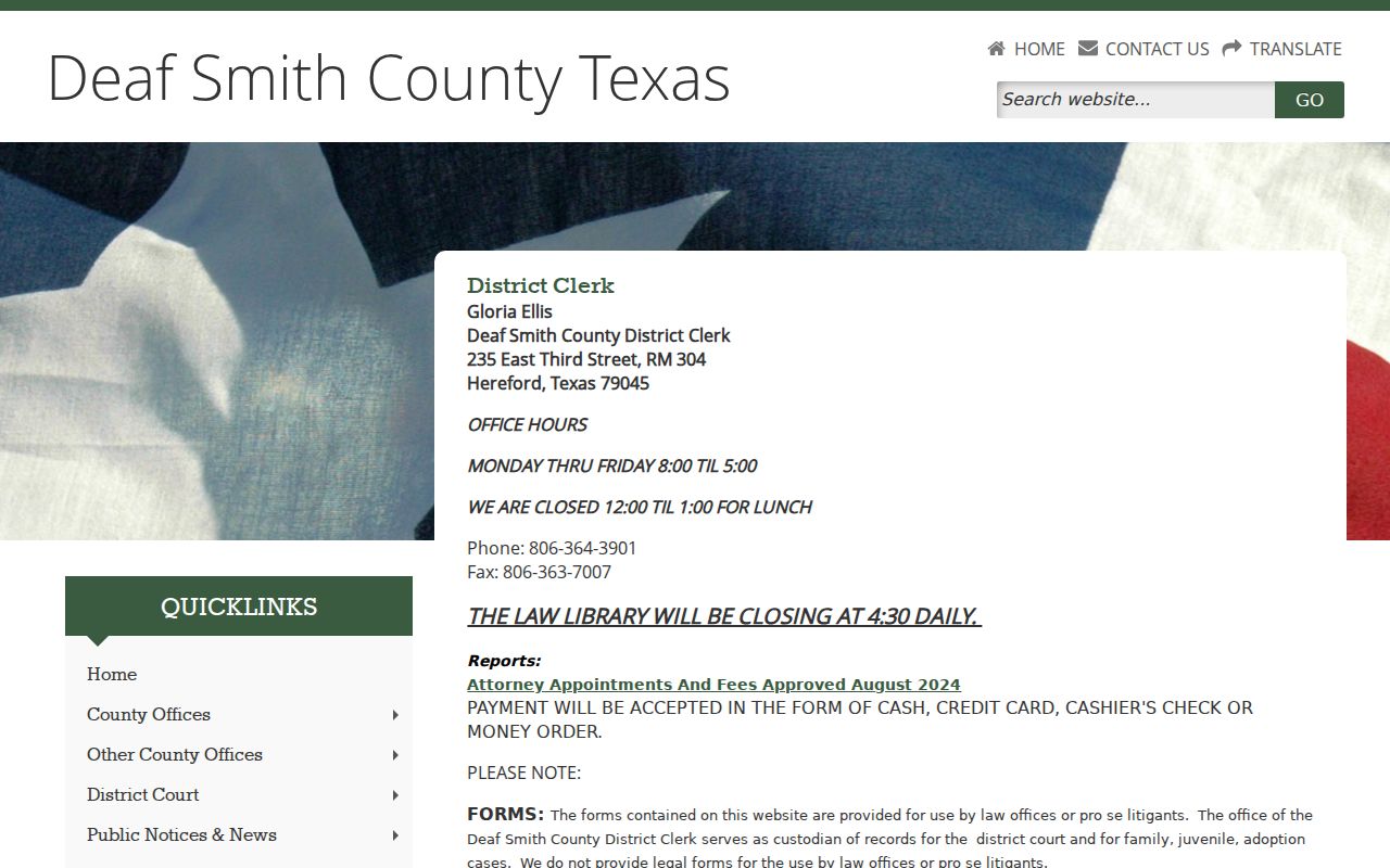 Deaf Smith County court records District Clerk information